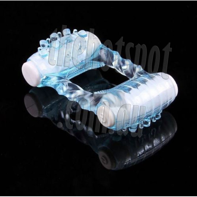 Crystal Blue Butterfly Dual Motor Cock Ring
